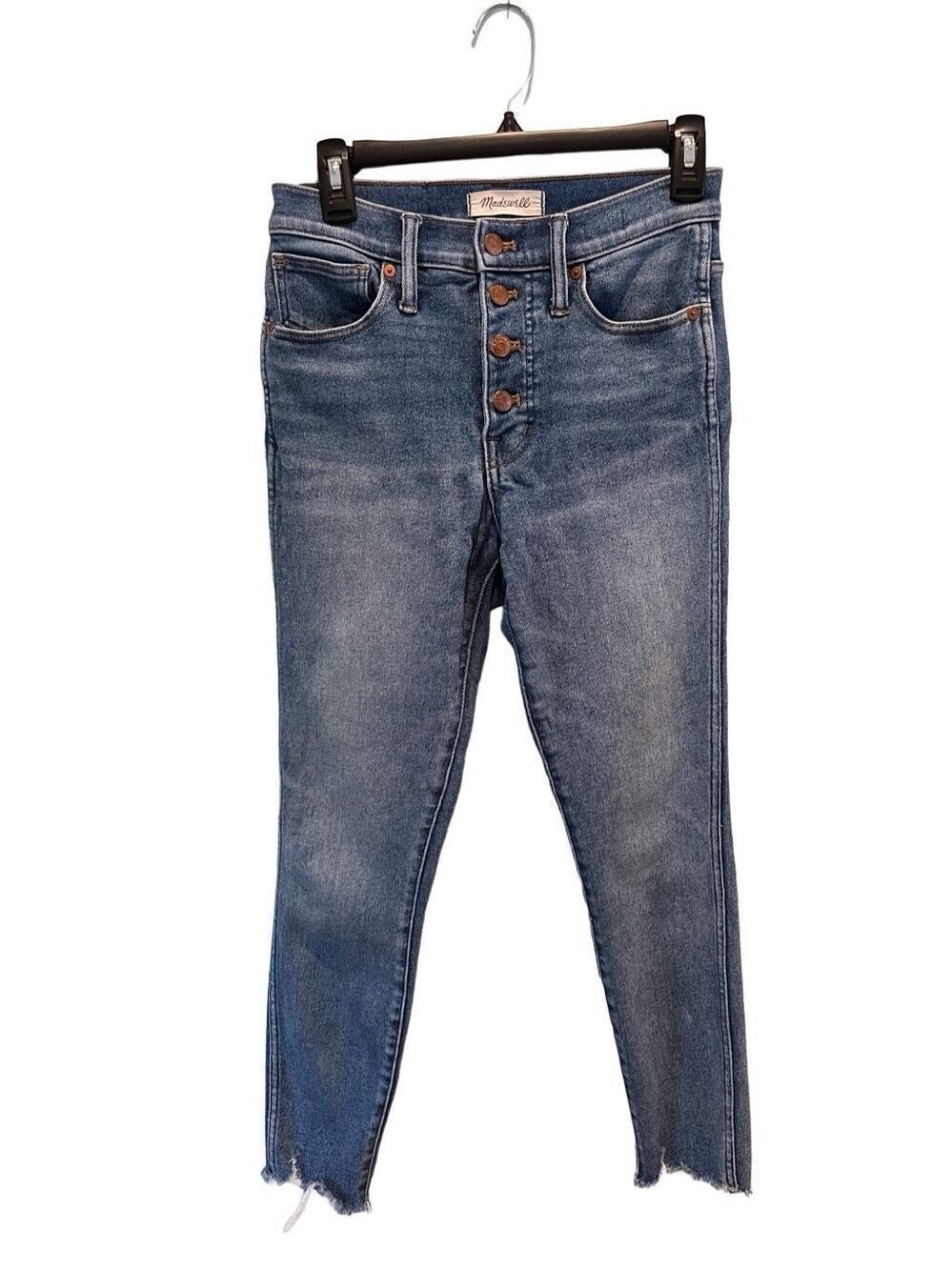 Madewell button front high rise skinny jeans with raw hem - 26